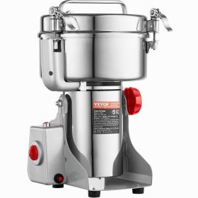 VEVOR 2000g Electric Grain Mill Grinder, High Speed 3400W Commercial Spice Grinders, Stainless Steel Pulverizer Powder Machine