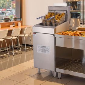 Commercial Deep Fryer Free Standing Propane Fryer 3-Burner Dual Basket 90,000BTU (Option: silver)
